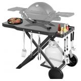 $116 UPGRADED PORTABLE GRILL CART FOR WEBER Q1200,