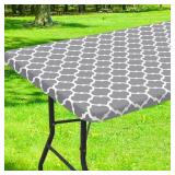 SMIRY PICNIC FITTED TABLE COVER, 6 FOOT FLANNEL BA