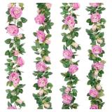 TELDRASSIL 4PCS(26 FT) ARTIFICIAL ROSE VINE FAKE F