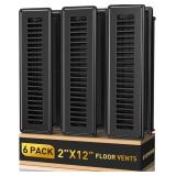 BYEWIRE 2X12 FLOOR REGISTER, 6 PACK HEAVY DUTY STE
