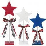 AMYHILL 3 PCS 4TH OF JULY WOODEN STAR TIERED TRAY