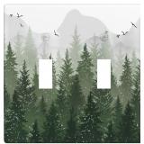 RUSTIC GREEN FOREST 2 GANG DOUBLE TOGGLE LIGHT SWI