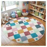 JINCHAN ROUND KIDS RUG 5FT WASHABLE PLAYROOM COLOR