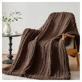 NEGWOO CHUNKY KNIT THROW BLANKET, KNITTED THROW CH