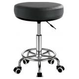 HEAVY DUTY ROUND ROLLING STOOL 500LB, PU LEATHER 3