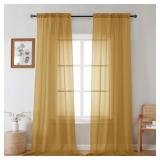 GWINE GOLD SHEER CURTAINS 96 INCHES LONG 2 PANELS,