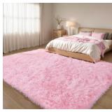 5X8 PINK FLUFFY SHAG RUG FOR GIRLS BEDROOM, PLUSH