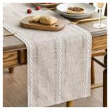 ARTOID MODE BROWN RUSTIC COTTON LINEN TABLE RUNNER