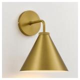 RETRO INDUSTRIAL METAL CONE SCONCE LIGHT, BRASS, 1