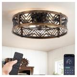 LEDIARY 20" CAGED CEILING FAN WITH LIGHT AND REMOT