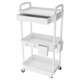 3 TIER ROLLING UTILITY CART WITH DRAWER,REBECAT UT