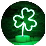 LED SHAMROCK NEON SIGNS, NIGHT LIGHTS USB BATTERY