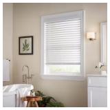 WHITE CORDLESS FAUX WOOD BLINDS FOR WINDOWS WITH 2