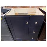 24 W X 19 D X 34 H UNFINISHED NAVY BLUE CABINET