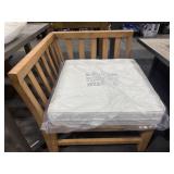 28 IN W LARGE WOODEN CHAIR WITH CREAM COLORED CUSH