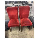 38" H (4) RED CLOTH DINING CHAIRS