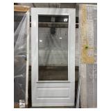 35 X 80 WHITE ALUMINUM STORM DOOR WITH RETRACTABLE