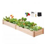 RAISED GARDEN BED 8 FT. X 2 FT. X 1 FT. WOODEN PLA