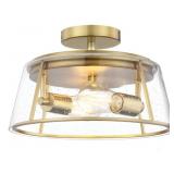 BOWEN 13-IN BRUSHED GOLD INDOOR 2 -LIGHT SEMI-FLUS