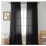 GWINE BLACK SHEER CURTAINS 96 INCHES LONG 2 PANELS