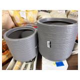 1 LOT OF (2) ASSORTED FLUTED OUTDOOR PLANTERS GRAY