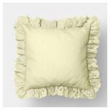 26"X26" EYELET RUFFLE OUTDOOR THROW PILLOW SAGE GR