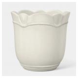 8" CERAMIC OUTDOOR PLANTER IVORY - THRESHOLDï¿½ DESI