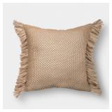 20"X20" FAUX NATURAL KNIT FRINGED PILLOW TAN - THR