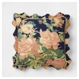 SQUARE FLORAL BLOOM WITH SCALLOP FLANGE THROW PILL