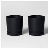 2PC RECYCLED RESIN INDOOR OUTDOOR PLANTER POTS BLA