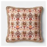 18"X18" IKAT PRINT TRIMMED PILLOW MULTI - WARM - T