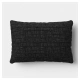 14"X20" SOLID TEXTURAL WOVEN LUMBAR PILLOW BLACK -