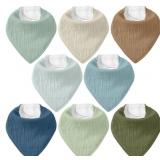 8 PACK MUSLIN BABY BANDANA BIBS FOR DROOLING AND T
