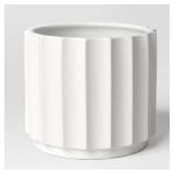 GEARED TERRACOTTA OUTDOOR PLANTER POT WHITE 12.13"