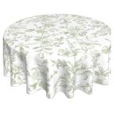 SAGE GREEN FLORAL TABLECLOTH ROUND 70X70 INCH LIGH