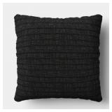 18"X18" SOLID TEXTURAL WOVEN PILLOW BLACK - THRESH