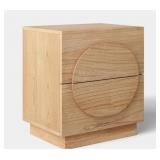 SIDE TABLE WITH TWO DRAWERS AND CURVED HANDLES NAT