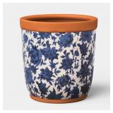 TERRACOTTA OUTDOOR FLORAL PATTERNED PLANTER 6"X6.1