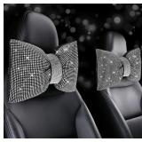 2 PCS BLING CAR PILLOWS,RHINESTONES BOWKNOT CAR HE
