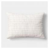 14"X20" SOLID TEXTURAL WOVEN LUMBAR PILLOW IVORY -