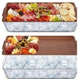 BADERKE 2 SET 16" X 9" PLASTIC CHILLED SERVING TRA