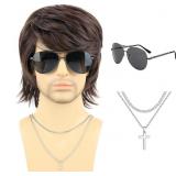 PUREHAIR SHORT BROWN WIGS FOR MEN - 70S 80S NATURA