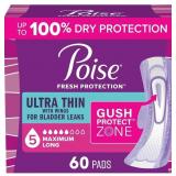 POISE ULTRA THIN INCONTINENCE PADS FOR WOMEN, 5 DR