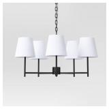 $200 5 ARM SHADED CHANDELIER BLACK - THRESHOLD: CO
