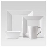 16PC PORCELAIN SQUARE DINNERWARE SET WHITE - THRES