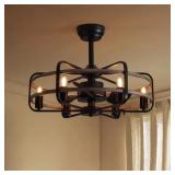 $184 25 IN. BLACK FARMHOUSE CEILING FAN CAGED CEIL