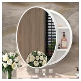 $150 20 IN. W X 20 IN. H ROUND WHITE METAL FRAMED