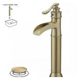 WATERFALL SINGLE HANDLE BATHROOM VESSEL SINK FAUCE