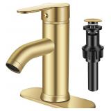 BATHROOM FAUCET 1 HOLE, BRUSHED GOLD VANITY FAUCET