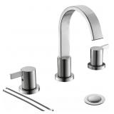 BRUSHED NICKEL WATERFALL 2-HANDLE 3-HOLE WIDESPREA